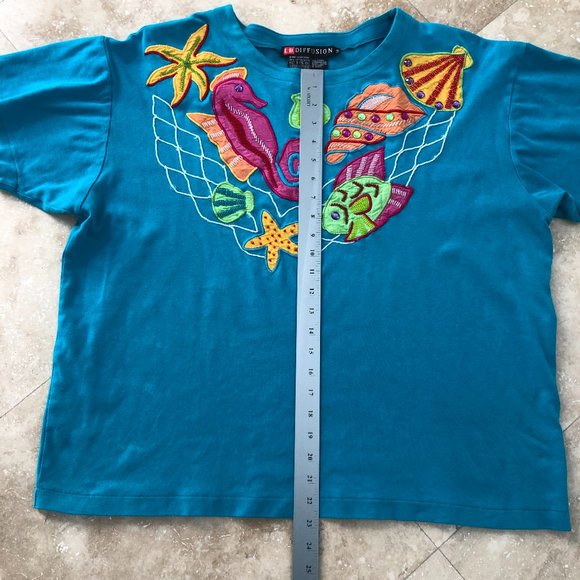 I.B. Diffusion Applique & Studded Tee Cruise Wear Priced Too Low For A Discount - Picture 8 of 11